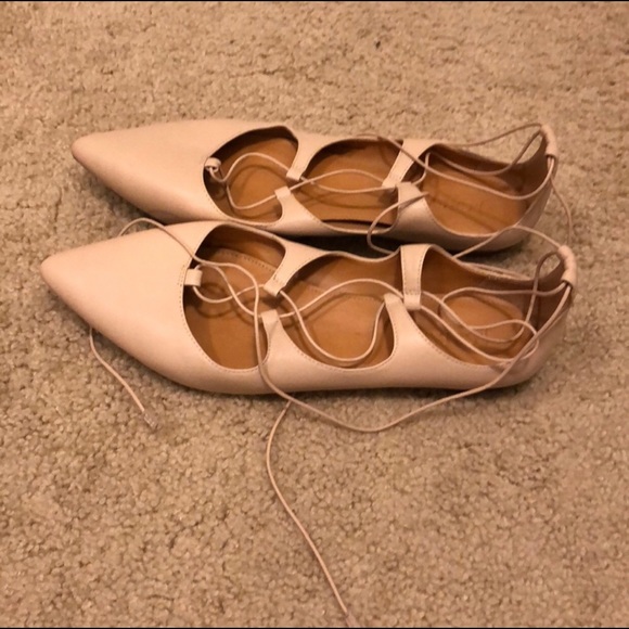 J Crew Lace Up Flats in Light Beige - Picture 2 of 4